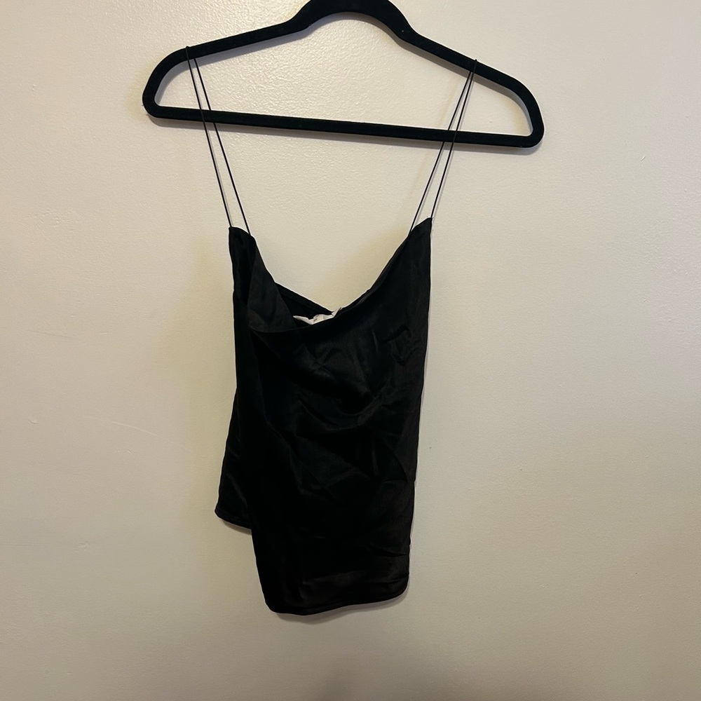 BCBGeneration • Cowl neck, spaghetti strap tank with “X” back
